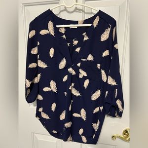 Pixley navy & cream feather blouse-XS EUC